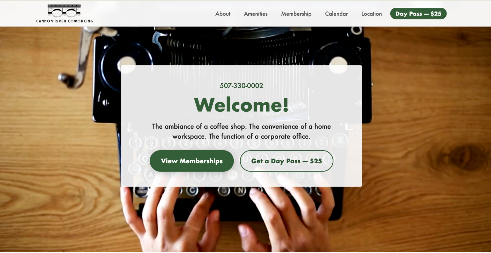 Cannon River Coworking website