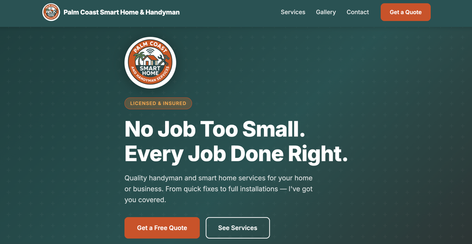Palm Coast Smart Home website